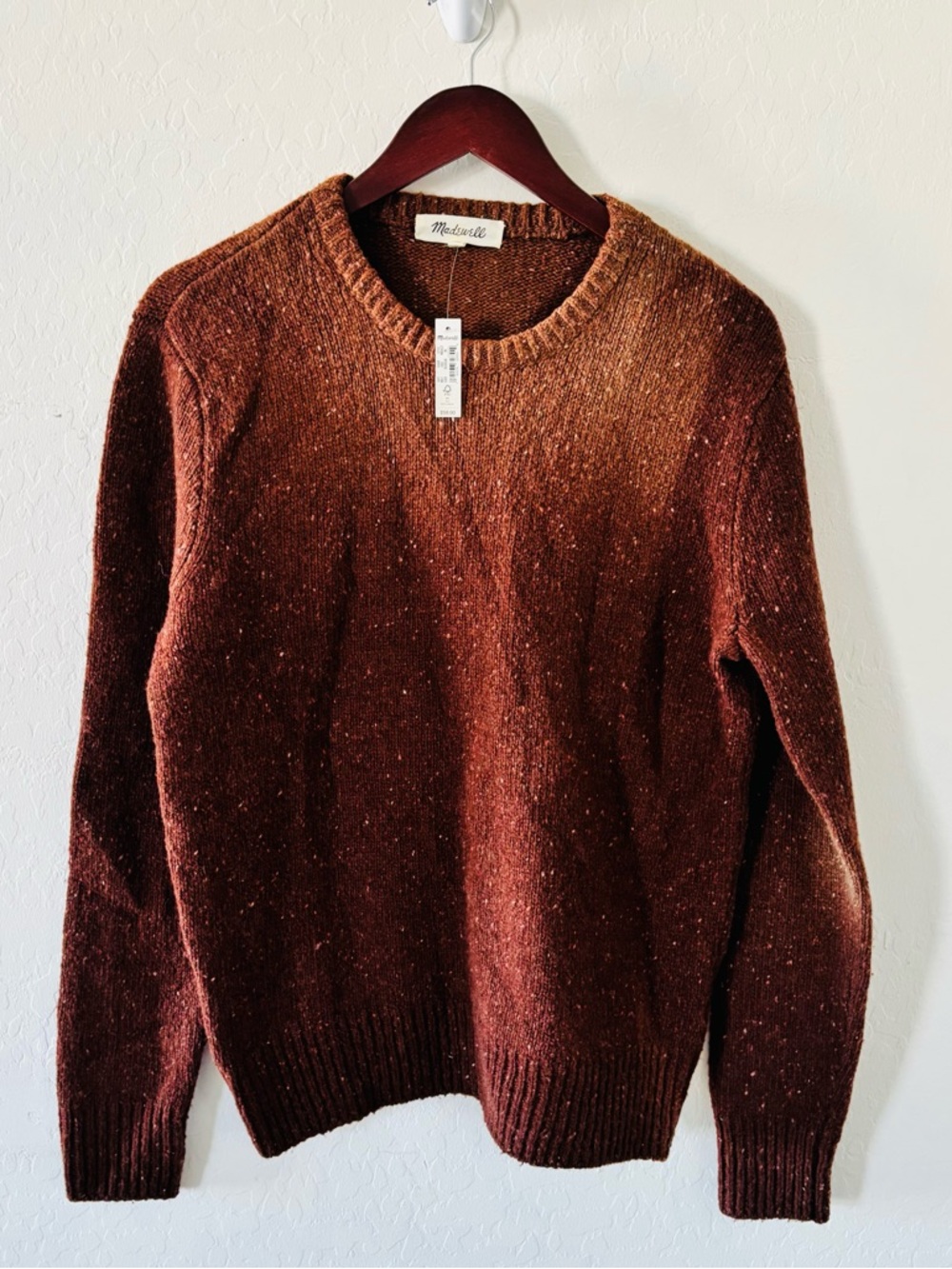Madewell Ombre Knit Sweater Merino‎ Wool Blend Rust Brown Fade Size M NWT